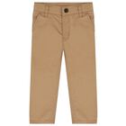 Younger Boys Beige Chino Trousers, 1, hi-res