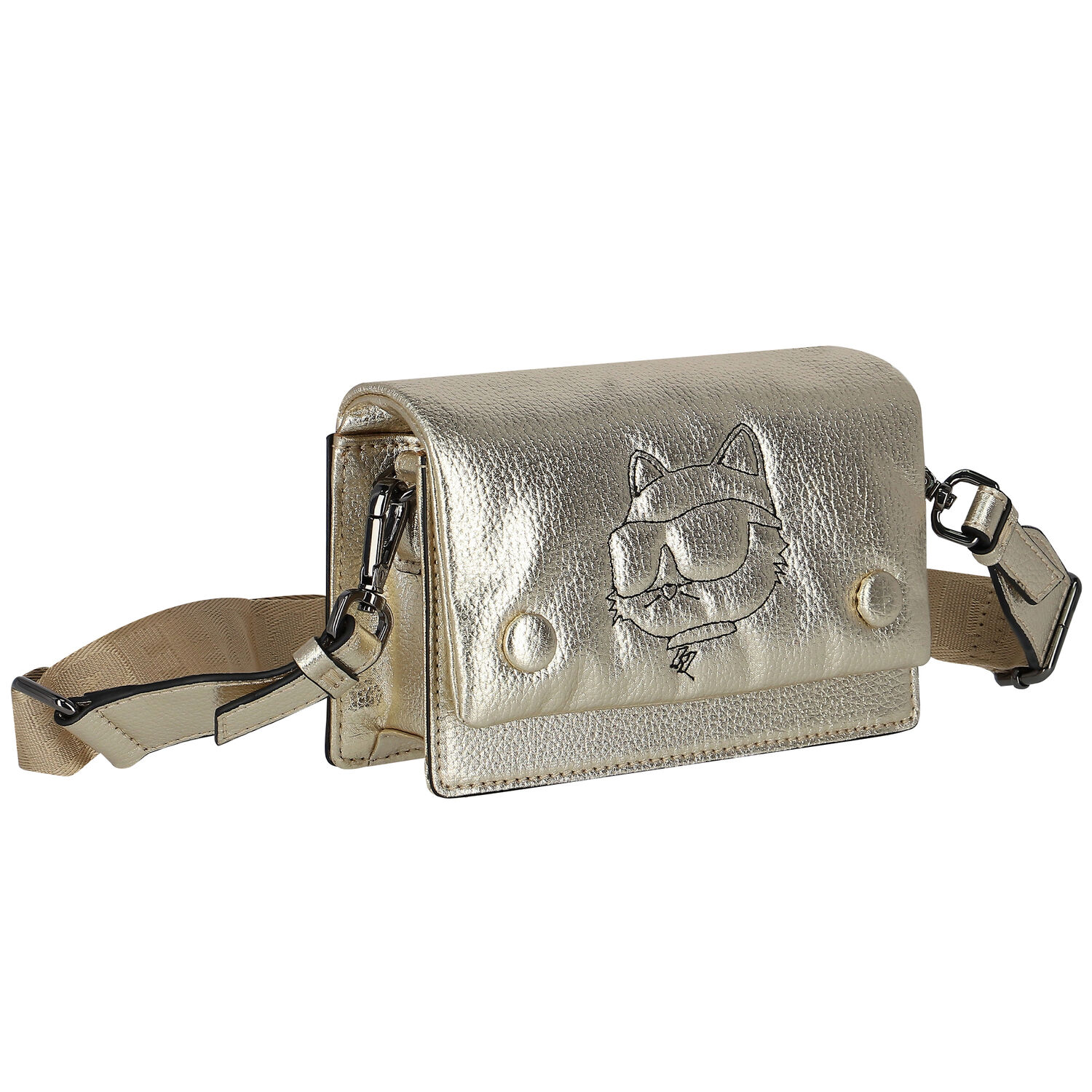 حقيبة يد بنات بشعار الشوبيت باللون الذهبى, 1, hi-res