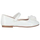 Girls White Flower Shoes, 1, hi-res