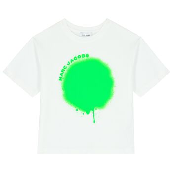 Boys White & Green Logo T-Shirt