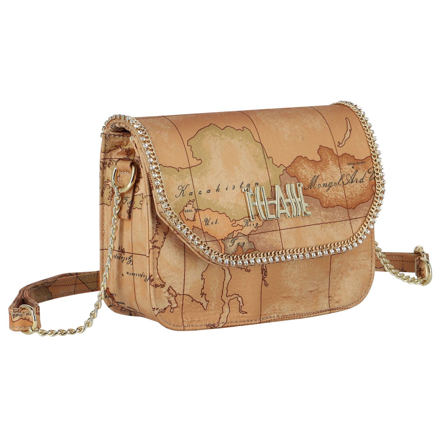 حقيبة بنات مزينة بطبغة خريطة باللون البيج, 2, hi-res