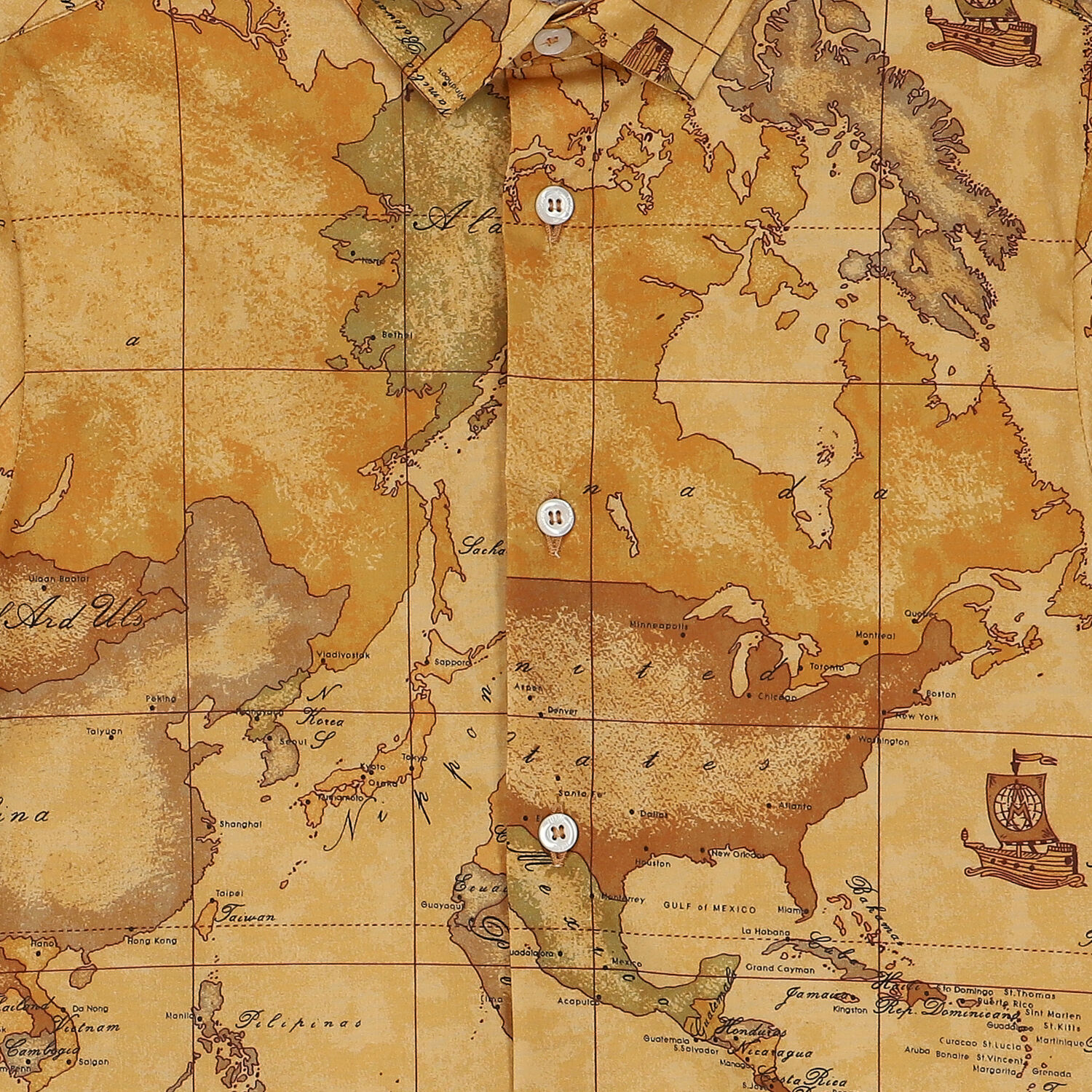 قميص أولاد بطبعة خريطة باللون البيج, 1, hi-res