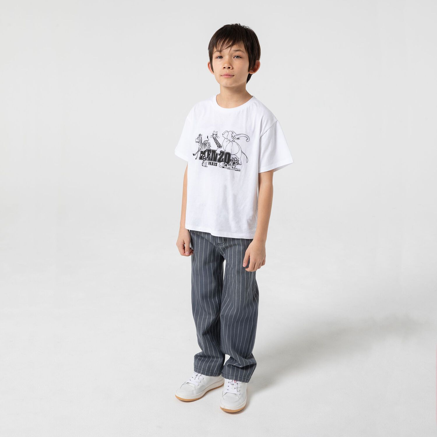 Boys White Logo Safari T-Shirt, 1, hi-res