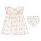 Baby Girls White & Pink Bunny Dress Set, 1, hi-res