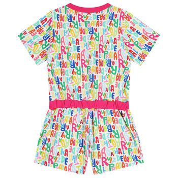 بدلة لعب للبنات مع شعار باللونين الأبيض والوردي