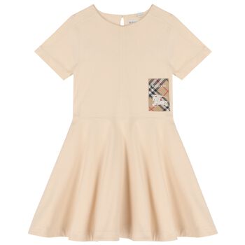 Girls Beige Logo Dress
