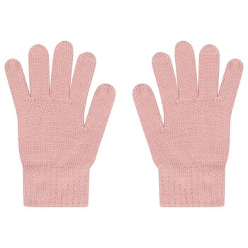 Girls Pink Embellished Knitted Gloves
