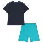 Boys Navy Blue & Green Shorts Set, 1, hi-res