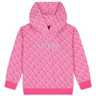 Girls Pink Logo Hooded Top, 1, hi-res