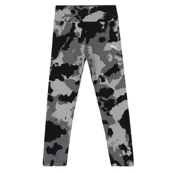 Girls Black & Grey Logo Leggings