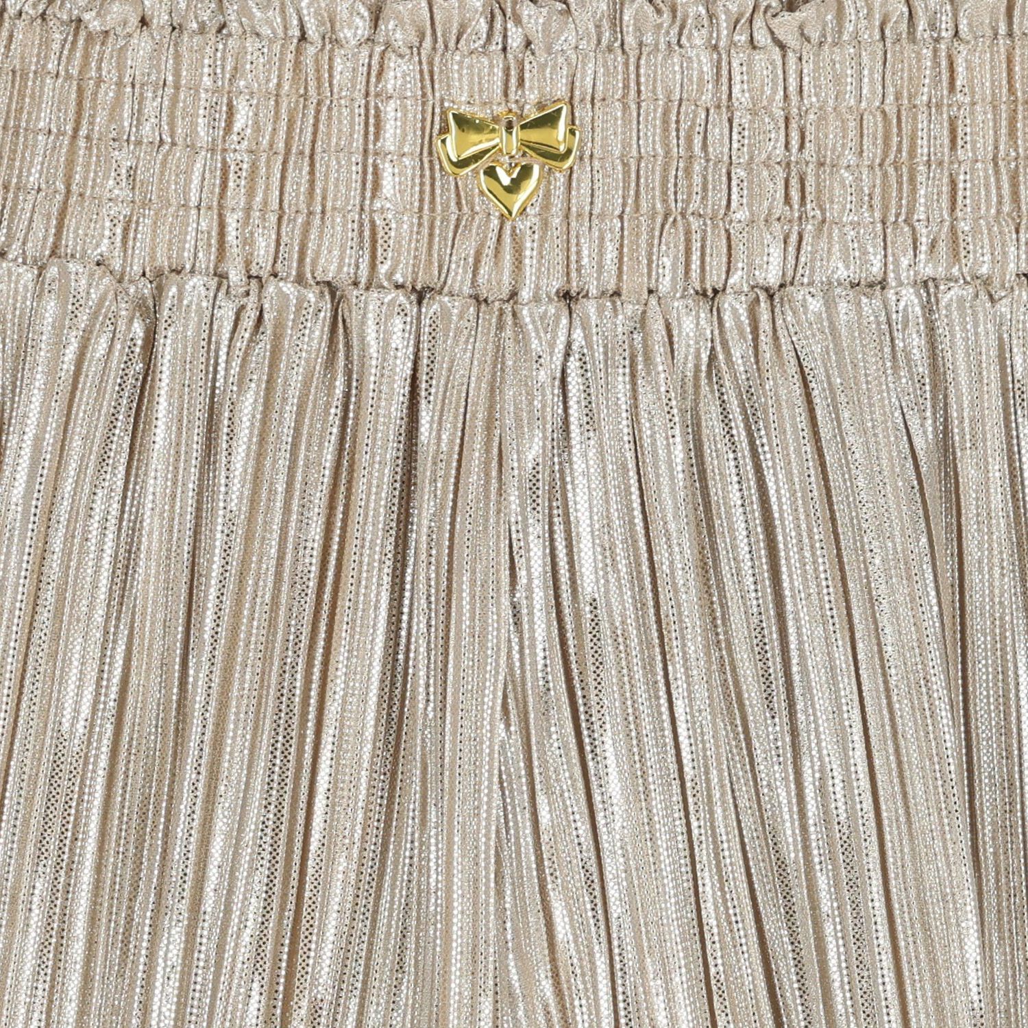 Girls Gold Metallic Pleated Shorts, 1, hi-res