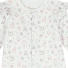Baby Girls White & Pink Ruffled Babygrow, 1, hi-res