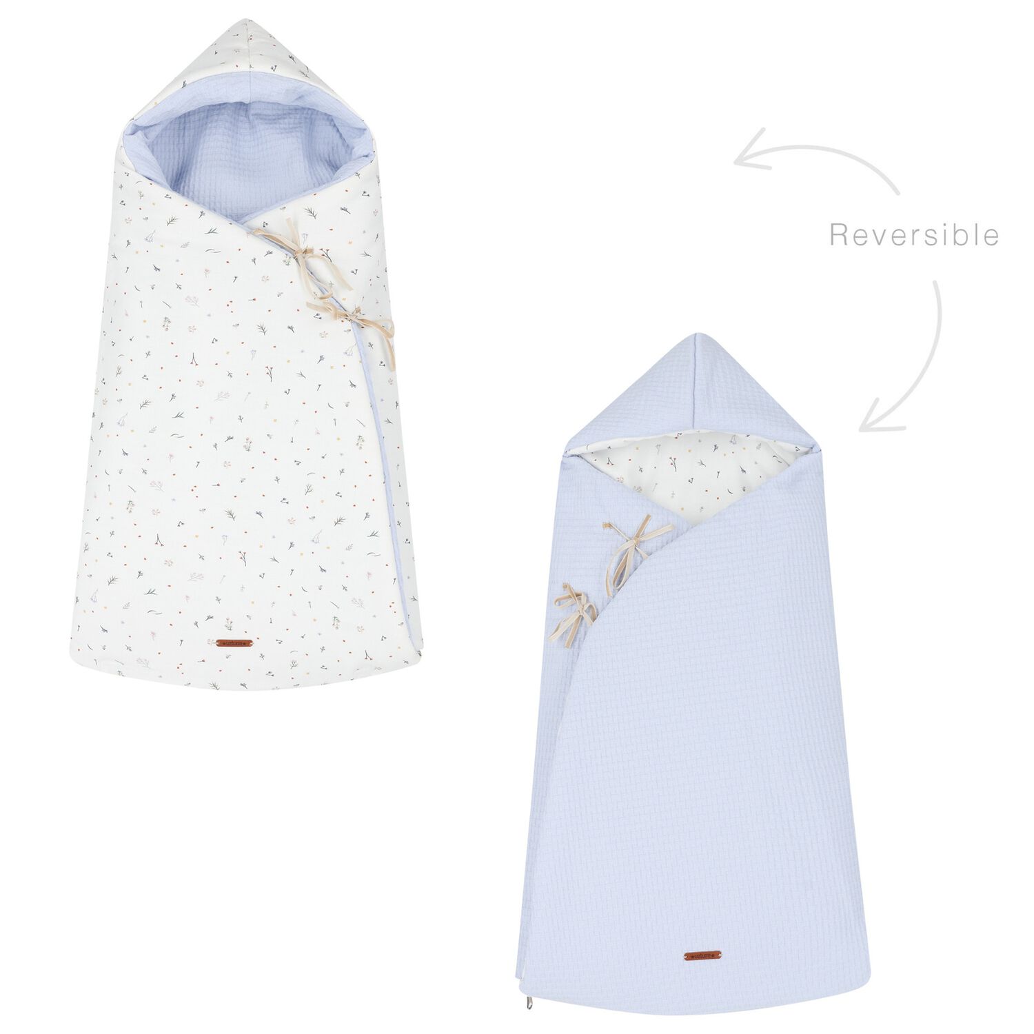 Ivory & Blue Hooded Reversible Nest, 2, hi-res