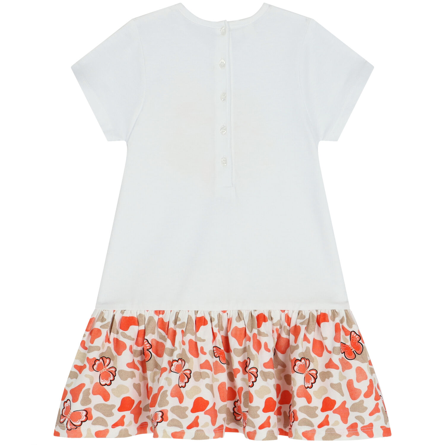 فستان بنات بطبعة قلب باللون الابيض, 1, hi-res