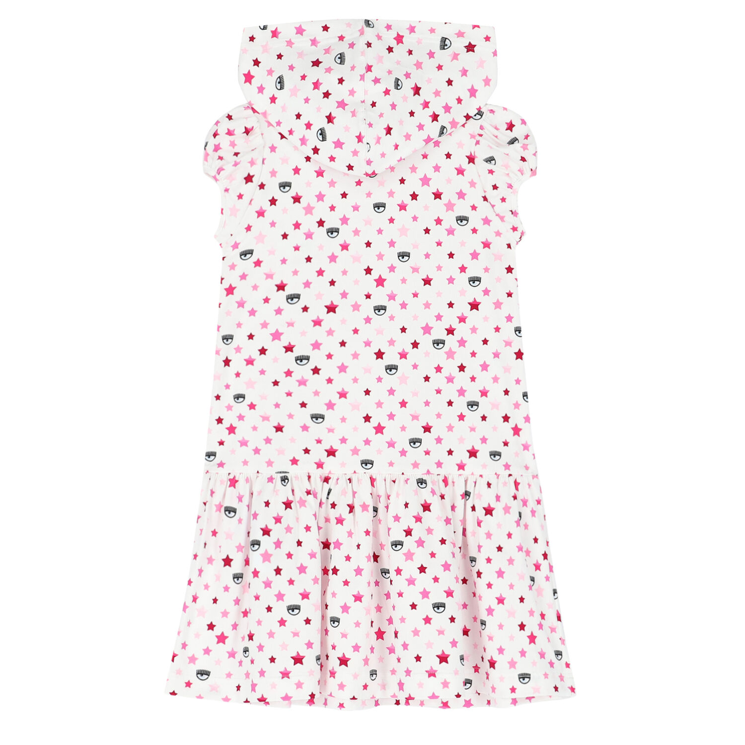 Girls White & Pink Logo Hooded Dress, 1, hi-res image number null