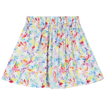 Girls White Star Flared Skirt