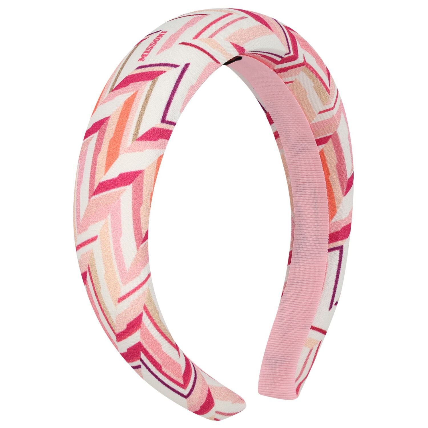 Girls White & Pink Zigzag Headband, 1, hi-res