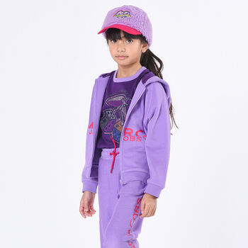 Girls Purple Embellished Logo T-Shirt