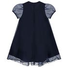 Girls Navy Blue Chiffon & Tulle Sequin Dress, 1, hi-res