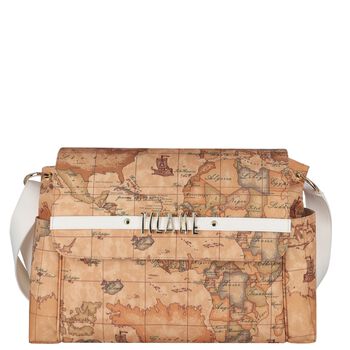 Beige & White Geo Map Baby Changing Bag