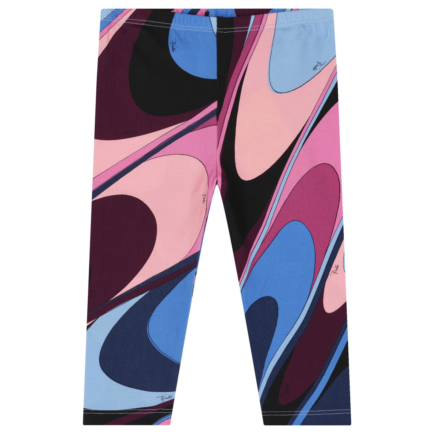 Younger Girls Black, Pink & Purple Onde Leggings, 1, hi-res