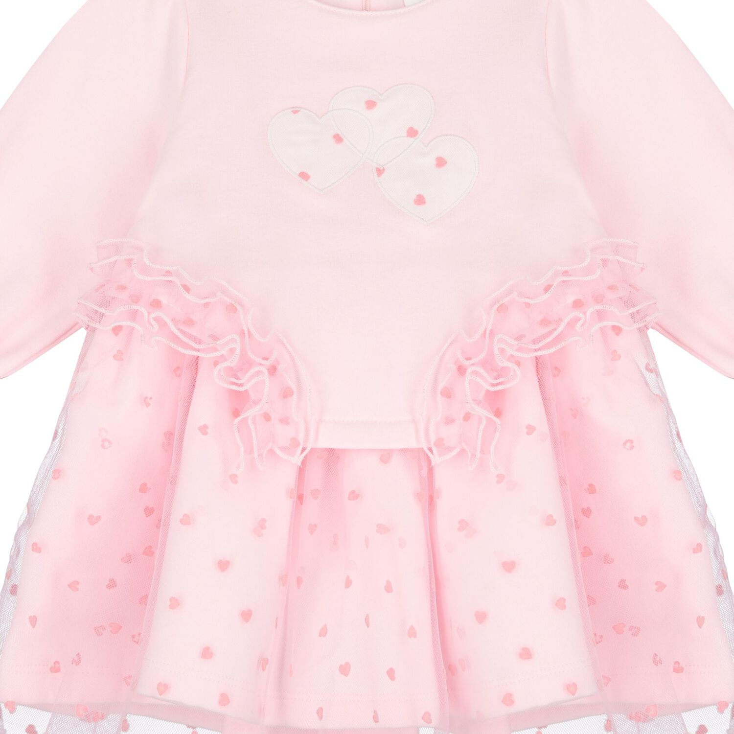 Baby Girls Pink Heart Dress, 1, hi-res