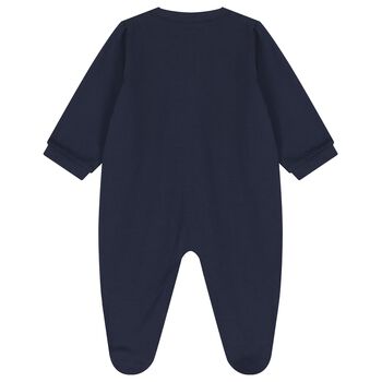 Baby Boys Navy Blue Logo Babygrow