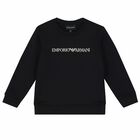 Boys Black Logo Sweatshirt, 1, hi-res