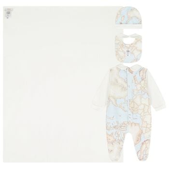 Baby Boys Beige & Blue Geo Map Babygrow Gift Set