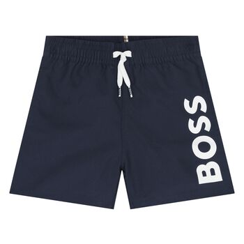 Younger Boys Navy Blue Logo Swim Shorts