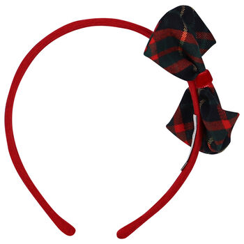 Girls Navy Blue, Green & Red Tartan Headband