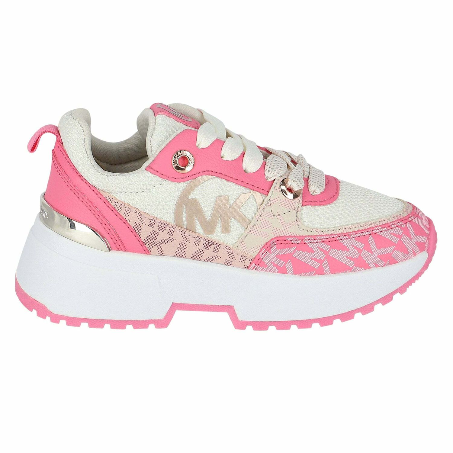 Girls Pink Logo Trainers, 1, hi-res
