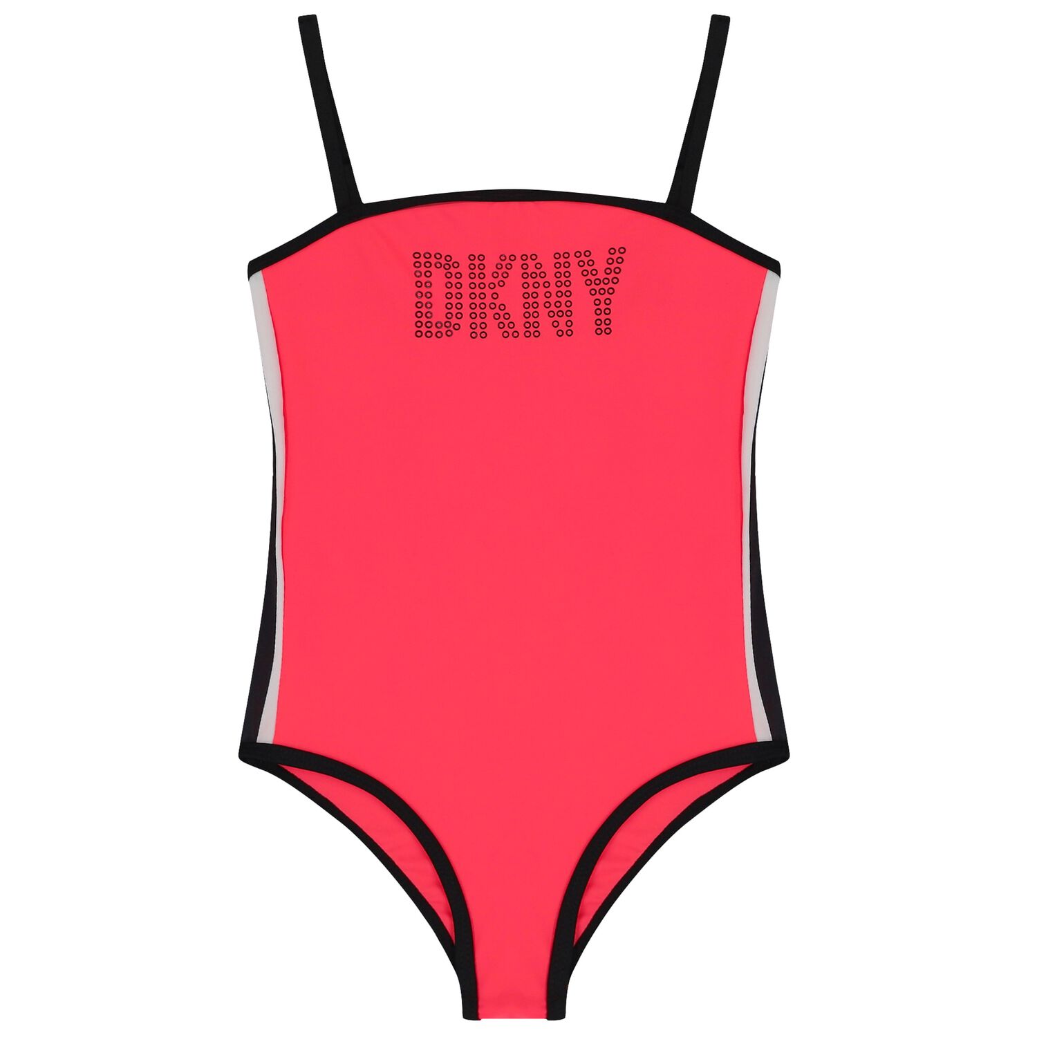 Girls Neon Pink Logo Swimsuit, 1, hi-res