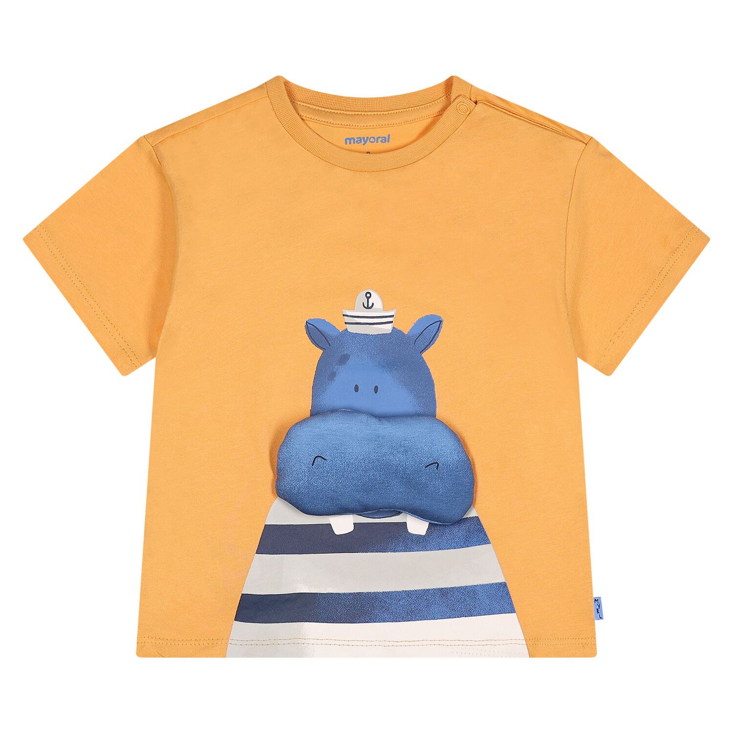 Younger Boys Orange Hippo T-Shirt, 3, hi-res