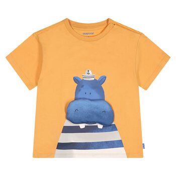 Younger Boys Orange Hippo T-Shirt