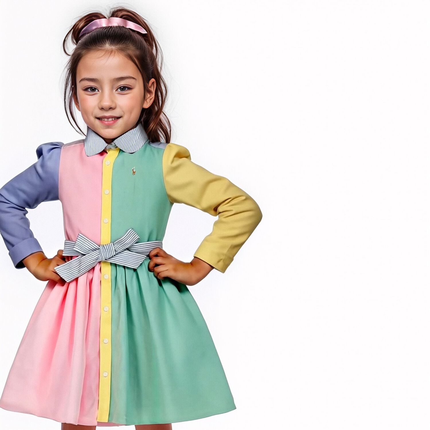 فستان بنات بالشعار متعدد الألوان , 1, hi-res