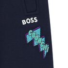 بنطلون رياضى أولاد بالشعار باللون الكحلى, 1, hi-res