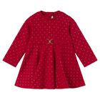 Younger Girls Red & Gold Polka Dot Neoprene Dress, 2, hi-res