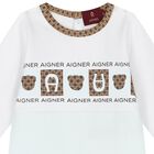 Baby Boys White & Blue Logo Babygrow, 1, hi-res