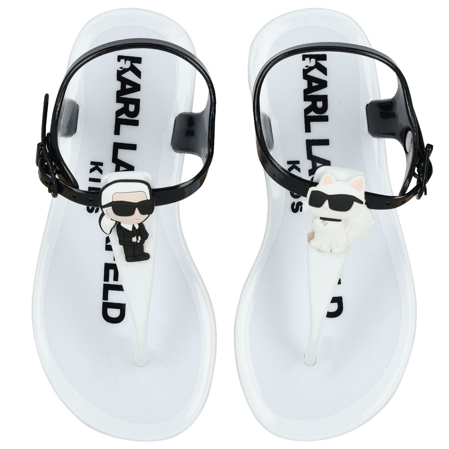 Girls White Karl & Choupette Jelly Sandals, 2, hi-res