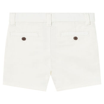 Younger Boys Off White Cotton Twill Shorts