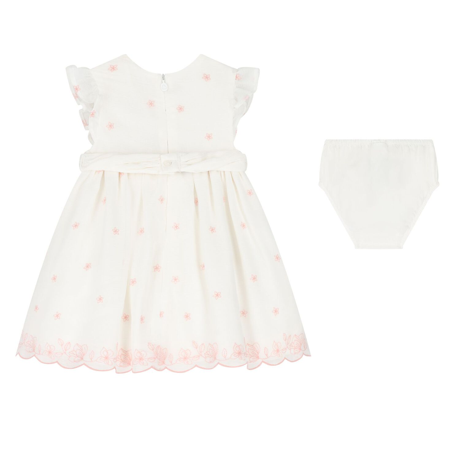 Baby Girls Ivory & Pink Embroidered Dress Set, 2, hi-res