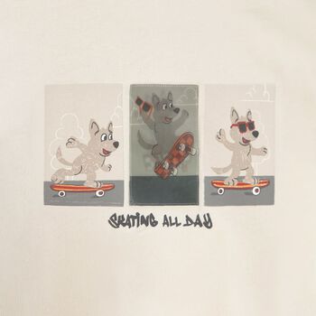 Younger Boys Ivory Puppies Long Sleeve Top