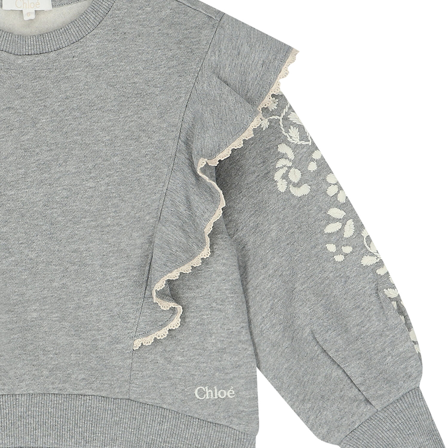 سويت شيرت بنات بالشعار باللون الرمادي, 1, hi-res