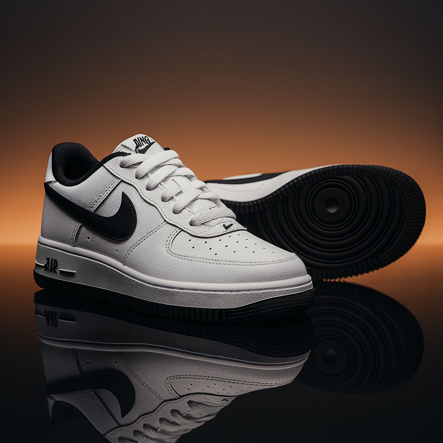 White & Black Air Force 1 Trainers, 1, hi-res