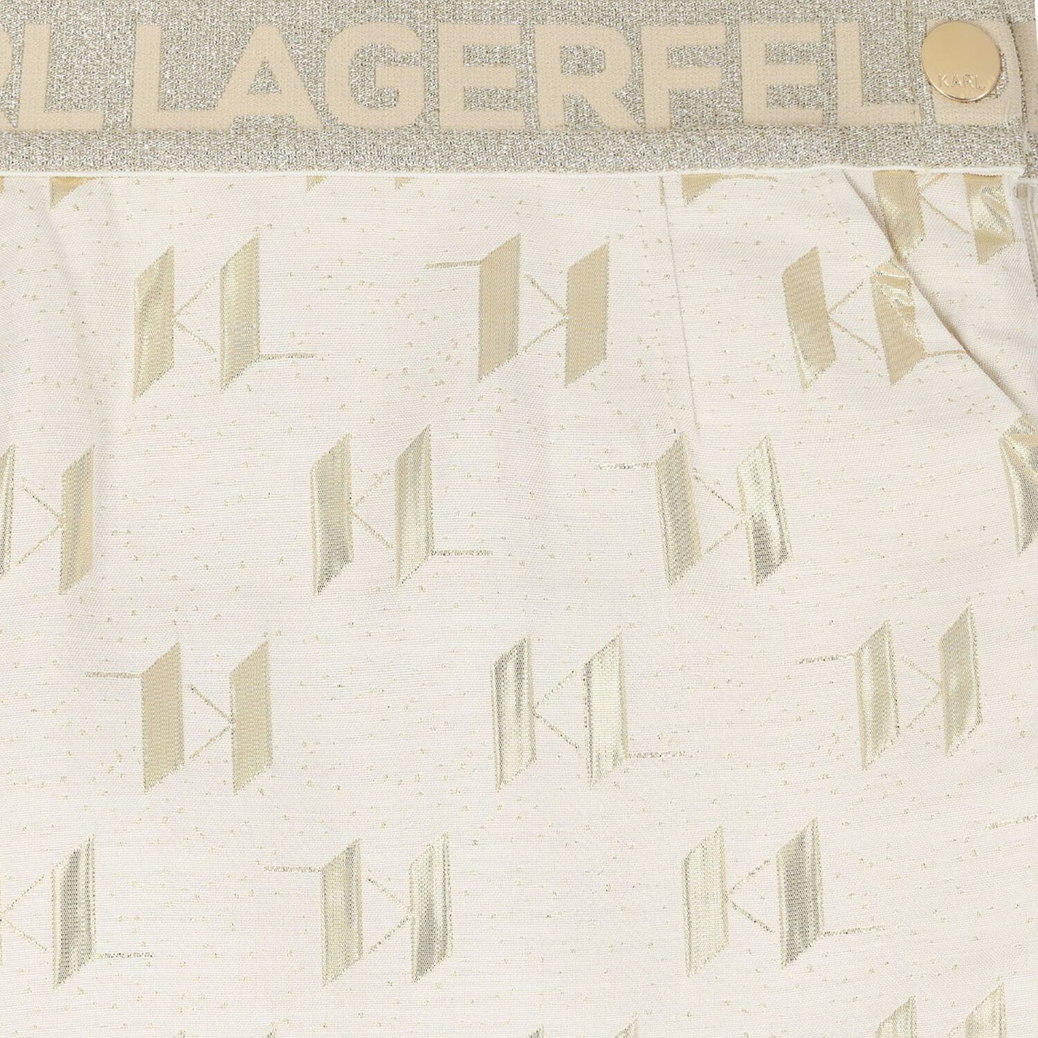Girls Ivory & Gold Logo Jacquard Skirt, 1, hi-res image number null