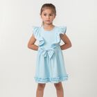 Girls Blue Ruffle Dress, 1, hi-res