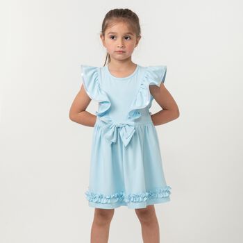 Girls Blue Ruffle Dress