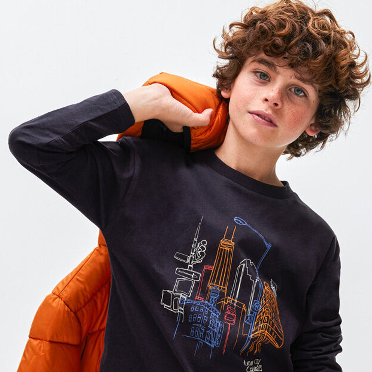 Boys Black Long Sleeve Top, 1, hi-res