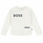 سويت شيرت بالشعار باللون العاجى للبنات, 1, hi-res